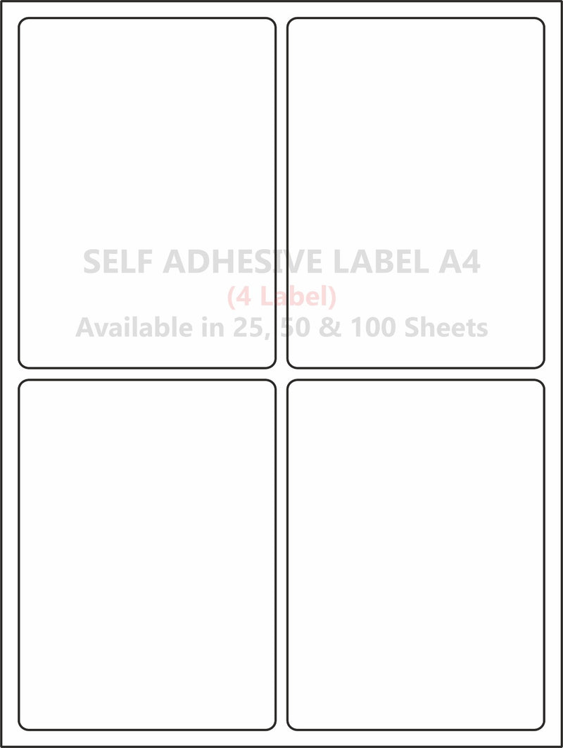 A4 (ST 4) Packaging Label (99mm x 142mm x 4) (Self Adhesive Label for Inkjet/Paper/Laser Printer)