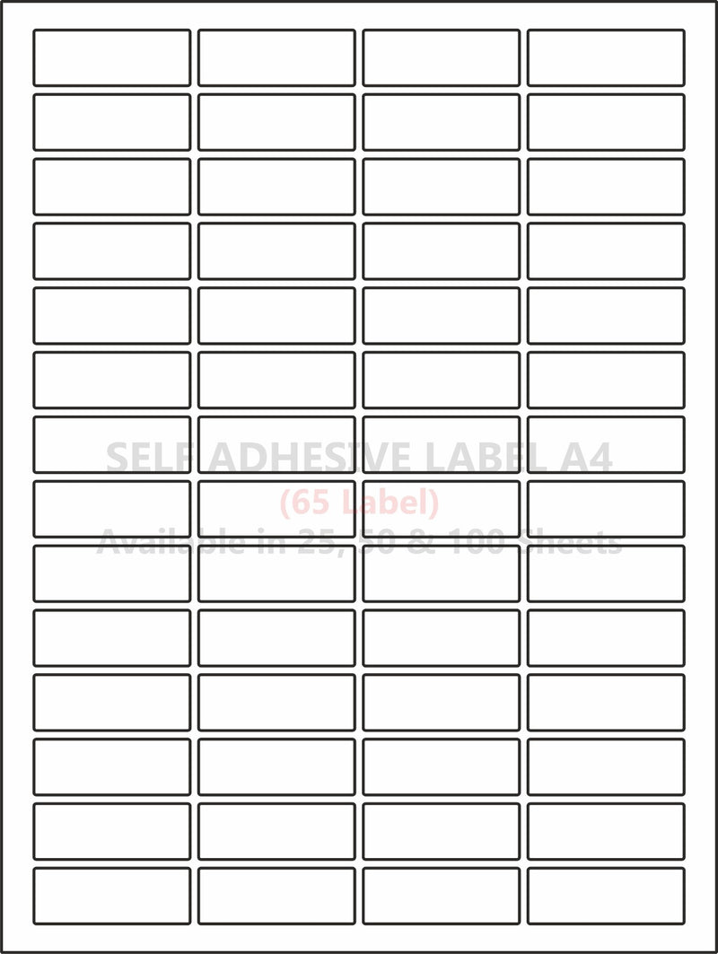 A4 (ST 65) Address Label (38mm x 22mm x 65) (Self Adhesive Label for Inkjet/Paper/Laser Printer)