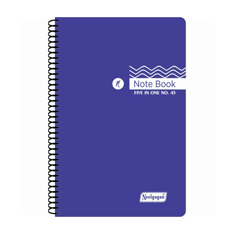 Spiral Note Book No.45, 200 Pages, (9.5cm x 14.8cm) (Multi-coloured pages) (Five Colour in One)