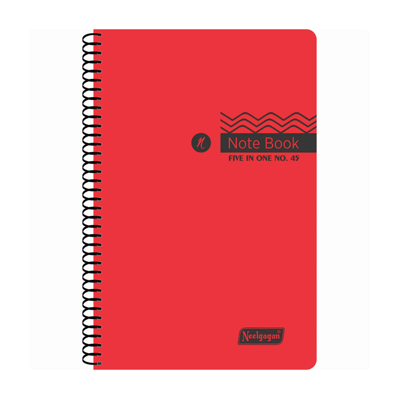 Spiral Note Book No.45, 200 Pages, (9.5cm x 14.8cm) (Multi-coloured pages) (Five Colour in One)