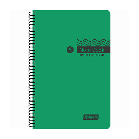 Spiral Note Book No.45, 200 Pages, (9.5cm x 14.8cm) (Multi-coloured pages) (Five Colour in One)