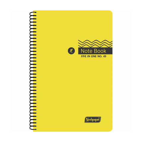 Spiral Note Book No.45, 200 Pages, (9.5cm x 14.8cm) (Multi-coloured pages) (Five Colour in One)