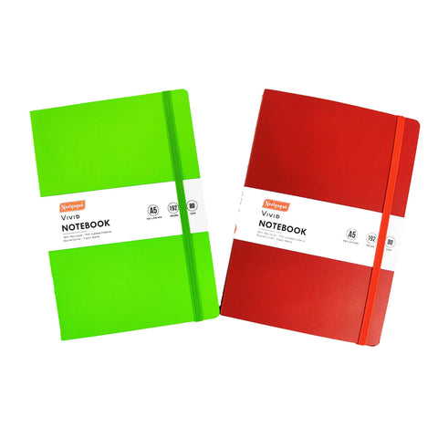 Vivid Notebook – A5 Semi Flexi Cover Buckram Material Round Corner with Elastic Band 200 Page.