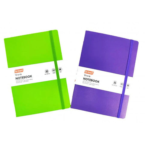 Vivid Notebook – A5 Semi Flexi Cover Buckram Material Round Corner with Elastic Band 200 Page.