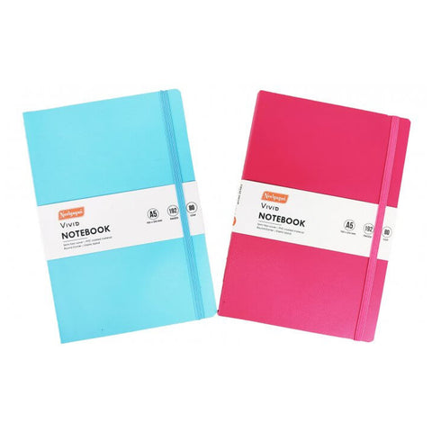 Vivid Notebook – A5 Semi Flexi Cover Buckram Material Round Corner with Elastic Band 200 Page.