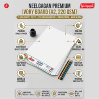 Ivory Paper (220 GSM) - Plain 25 Sheets - Sizes: A4 / A3 / A2 / A1 - Chart Size (Suitable for Drawing, Sketching and Painting)