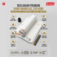 Ivory Paper (220 GSM) - Plain 25 Sheets - Sizes: A4 / A3 / A2 / A1 - Chart Size (Suitable for Drawing, Sketching and Painting)