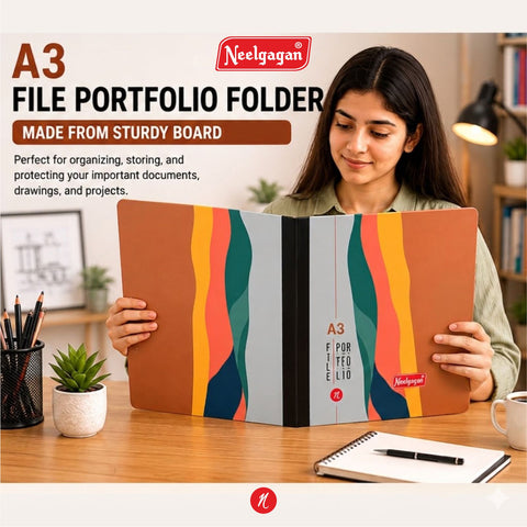 Portfolio File, (44cm X 62cm), Folder with Elastic Band (Suitable for A2 / A3 Size)