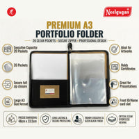 CB - A3 - 1  Executive Portfolio Folder - with 20 Pockets (Leaves) - (Suitable for A3 Size) (Size : 48cm x 33.5cm)