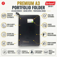 CB - A3 - 1  Executive Portfolio Folder - with 20 Pockets (Leaves) - (Suitable for A3 Size) (Size : 48cm x 33.5cm)