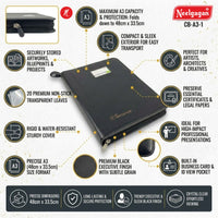 CB - A3 - 1  Executive Portfolio Folder - with 20 Pockets (Leaves) - (Suitable for A3 Size) (Size : 48cm x 33.5cm)