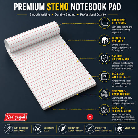 Steno Notebook, 12.5cm x 19.0cm (Soft cover) (Shorthand)