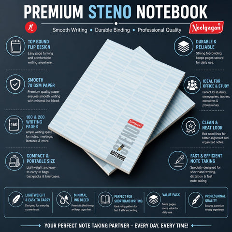 Steno Notebook, 12.5cm x 19.0cm (Soft cover) (Shorthand)
