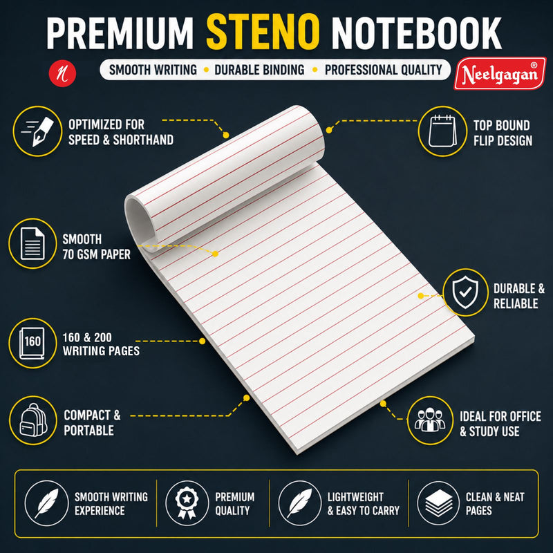 Steno Notebook, 12.5cm x 19.0cm (Soft cover) (Shorthand)