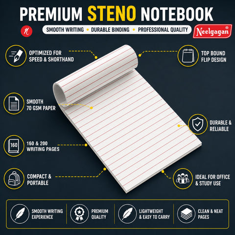 Steno Notebook, 12.5cm x 19.0cm (Soft cover) (Shorthand)