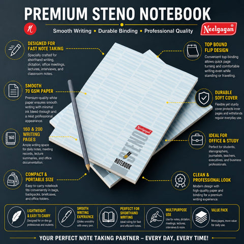 Steno Notebook, 12.5cm x 19.0cm (Soft cover) (Shorthand)