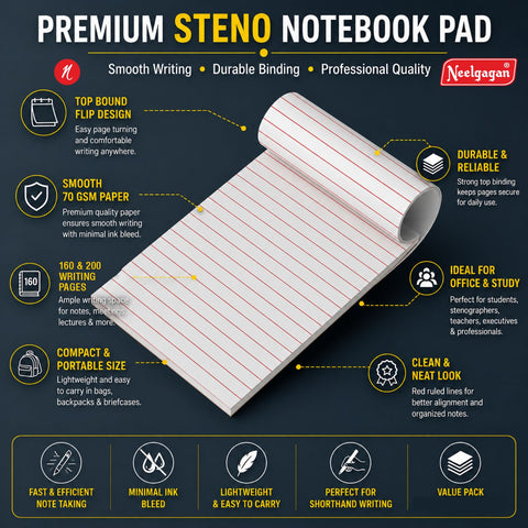Steno Notebook, 12.5cm x 19.0cm (Soft cover) (Shorthand)