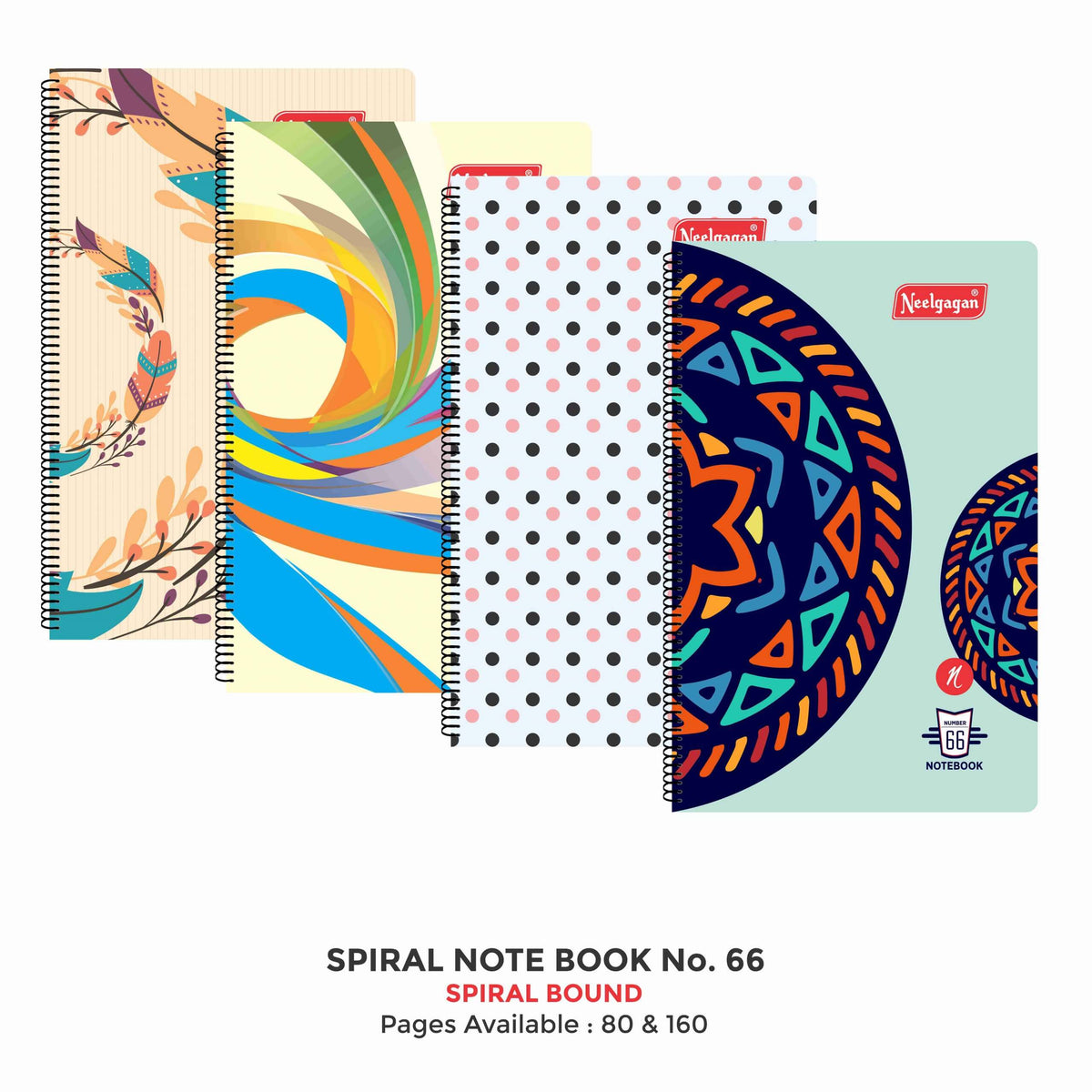 Spiral Notebook No. 66 - 80 & 160 Pages (14.5cm x 22.5cm) – Neelgagan