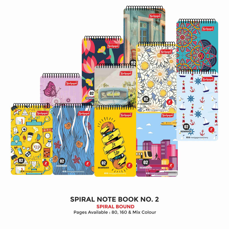 Spiral Notebook No. 2 - 80 & 160 Pages (7.0cm x 11.0cm) (white ruled paged)