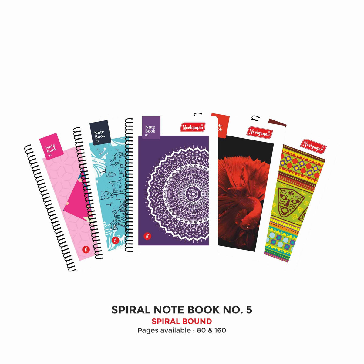 Spiral Notebook No. 5 - 80 & 160 Pages (10.5cm x 17.0cm)