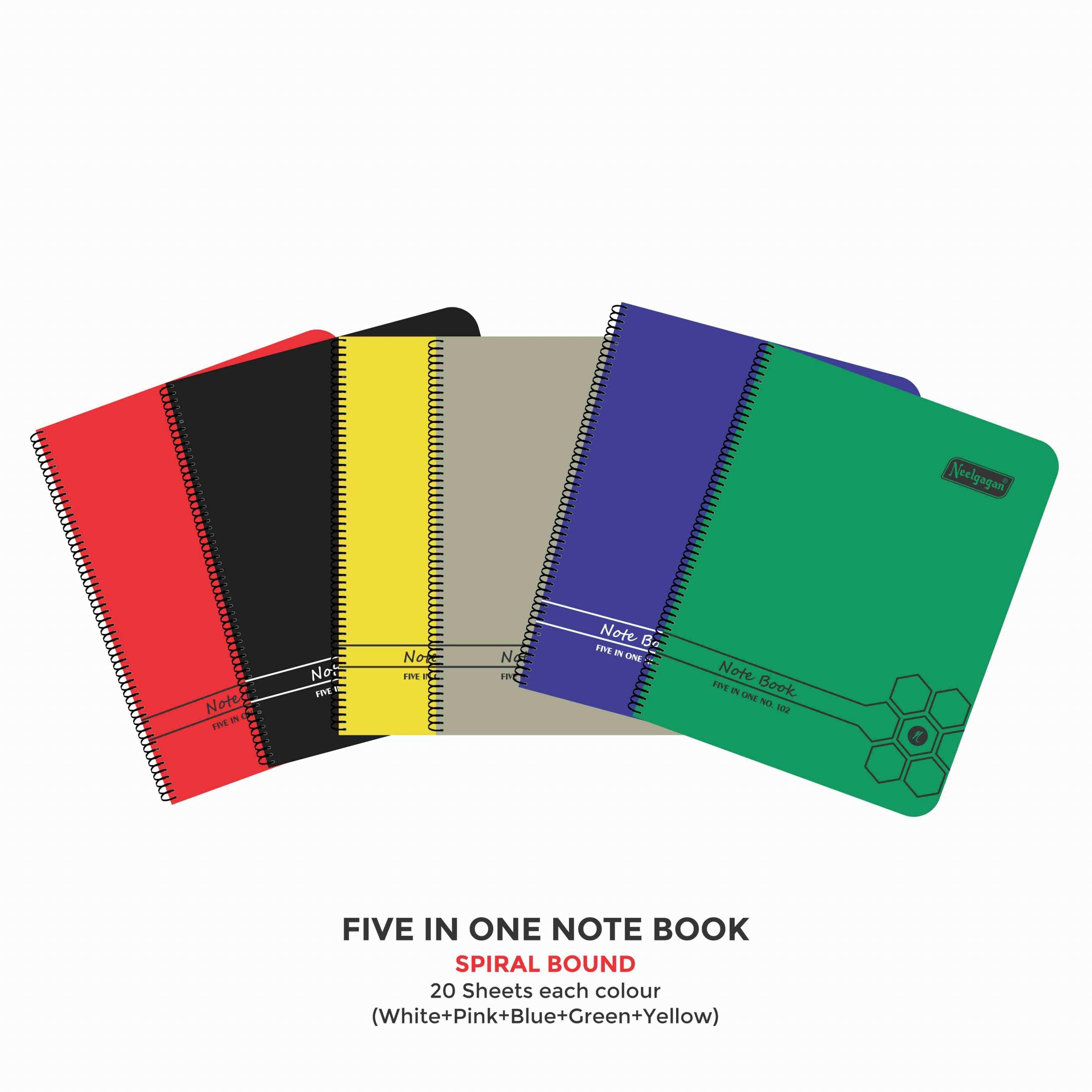 Spiral Note Book No.102, 200 Pages, (28.5cm x 20cm) (Multi-coloured pa ...