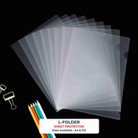 L Folder File - F/S (24.0cm x 35.cm) - Transparent,  Polyurethane Documents Holder - Paper Organizer