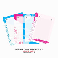 Deziner Paper A4 & A3 (Thick) - Pack of 20 Loose Sheets, (Designer Print - one side Ruled)