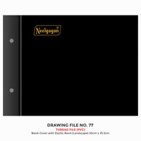 Drawing File No.77, 35.5cm X 30cm, (Thread File) Black Cover with Elastic Band (Landscape)
