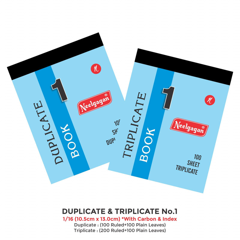 Duplicate & Triplicate No. 1 With Carbon & Index (10.5 cm x 13.0 cm) (Top Bound)