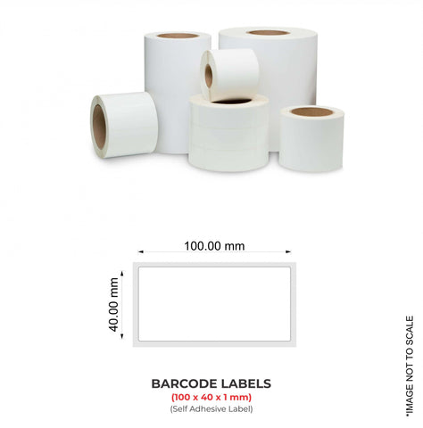 Barcode Labels (100x40x1mm), 1000 Labels Per Roll (Self Adhesive Label)
