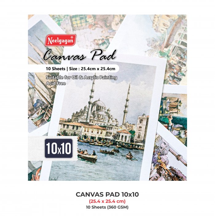 Canvas Pad for Painting, Acrylic Paint, Oil Paint Dry & Wet Art Media 10 Sheet