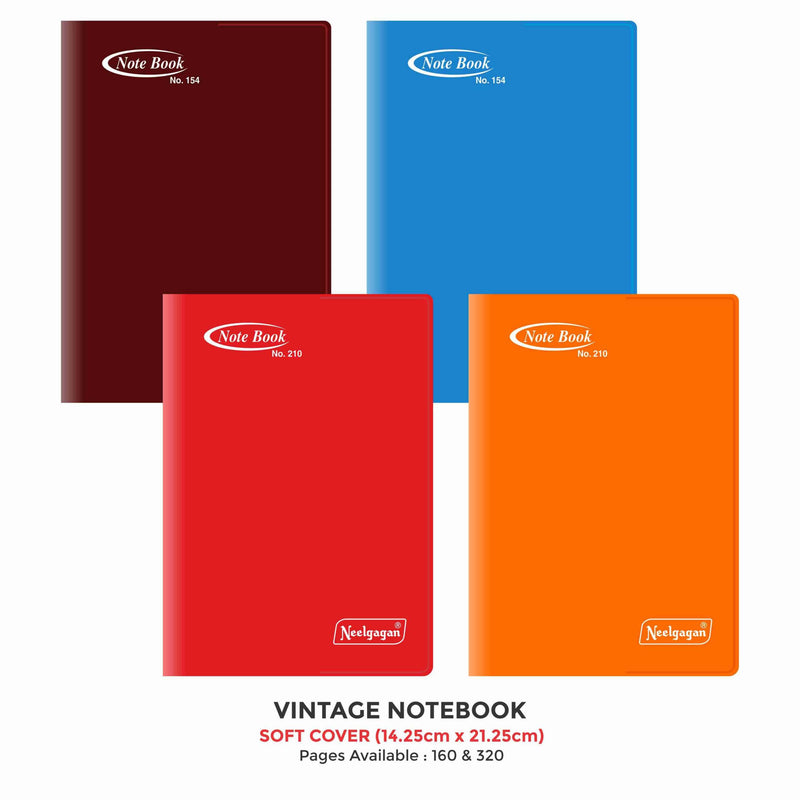 Vintage Notebook, (No. 154 & No. 210), (14.25 x 21.25cm) Soft Cover Plastic