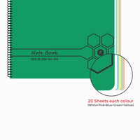 Spiral Note Book No.102, 200 Pages, (28.5cm x 20cm) (Multi-coloured pages) (Five Colour in One)