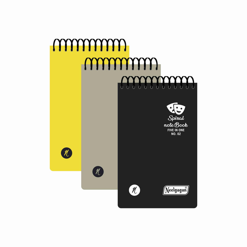 Spiral Note Book No.02, 160 Pages, Ruled  (11cm x 7cm) (Multi-coloured pages) (Five Colour in One)