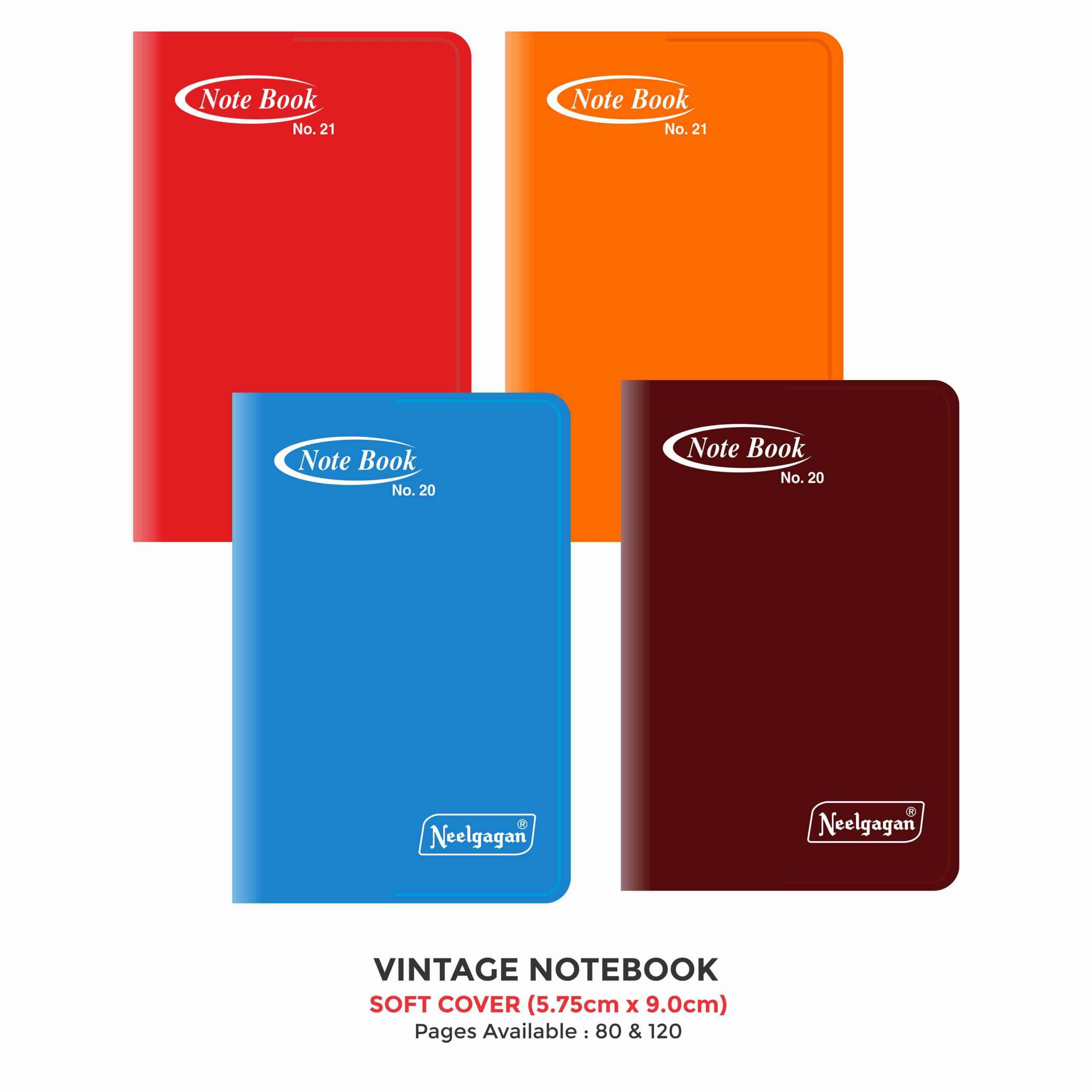 Vintage Notebook, (No. 20 & 21) (5.75cm x 9.0cm) Soft Cover Plastic