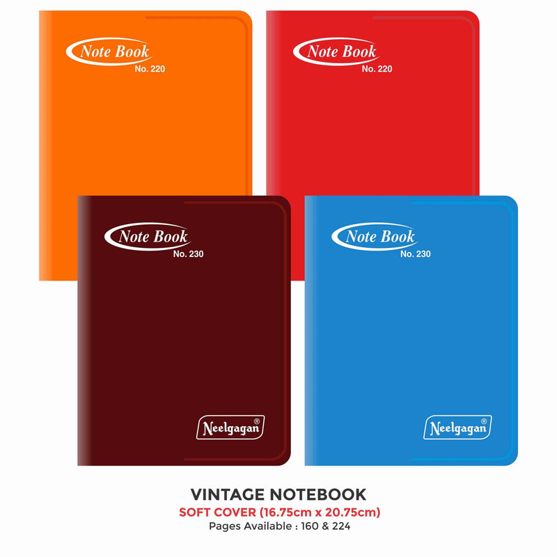 Vintage Notebook, (No. 220 & 230), (16.75cm x 20.75cm) Soft Cover Plastic