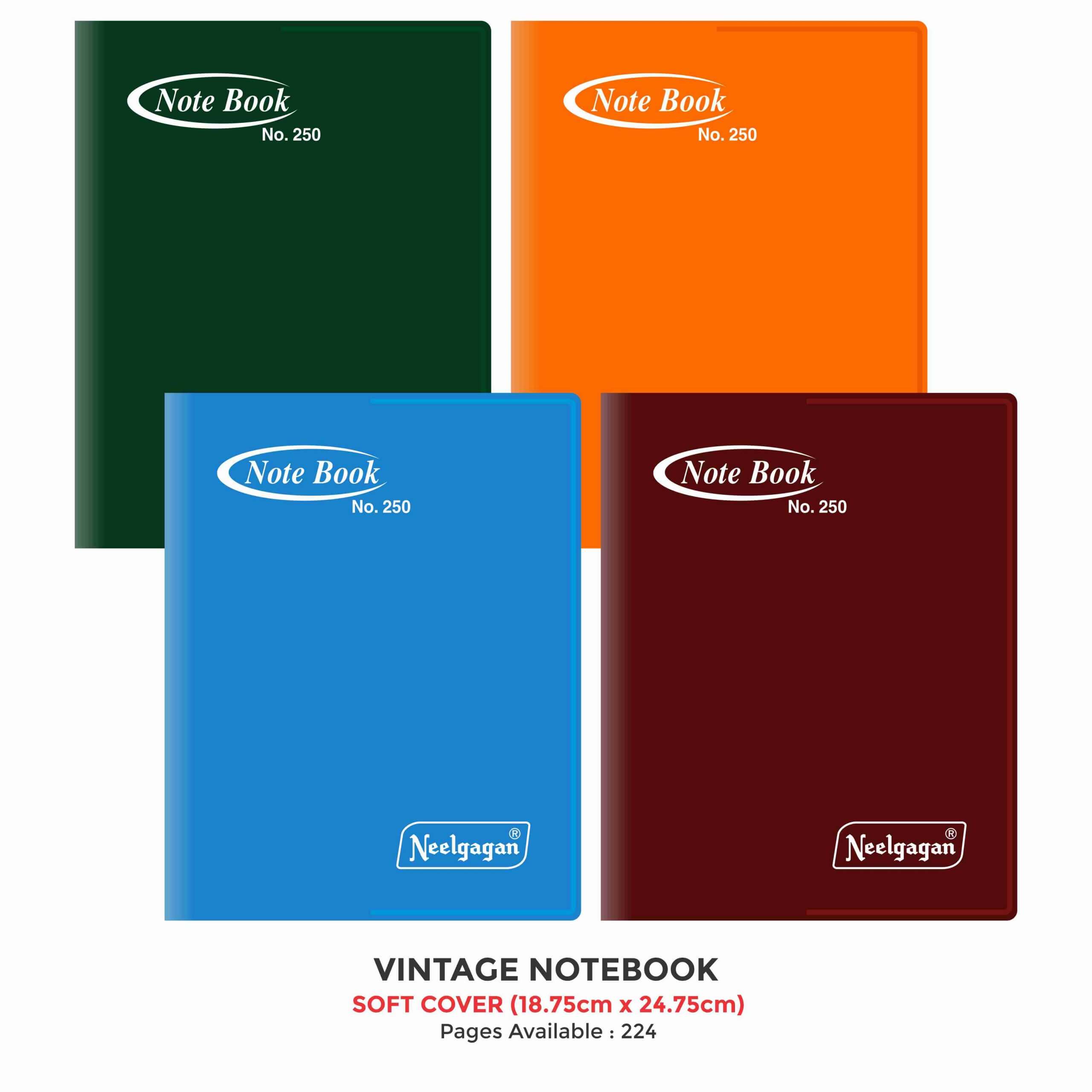 Vintage Notebook, (No. 250), (18.75 x 24.75cm) Soft Cover Plastic