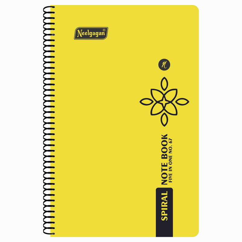 Spiral Note Book No.67, 200 Pages, (14.5cm x 22.5cm) (Multi-coloured pages) (Five Colour in One)