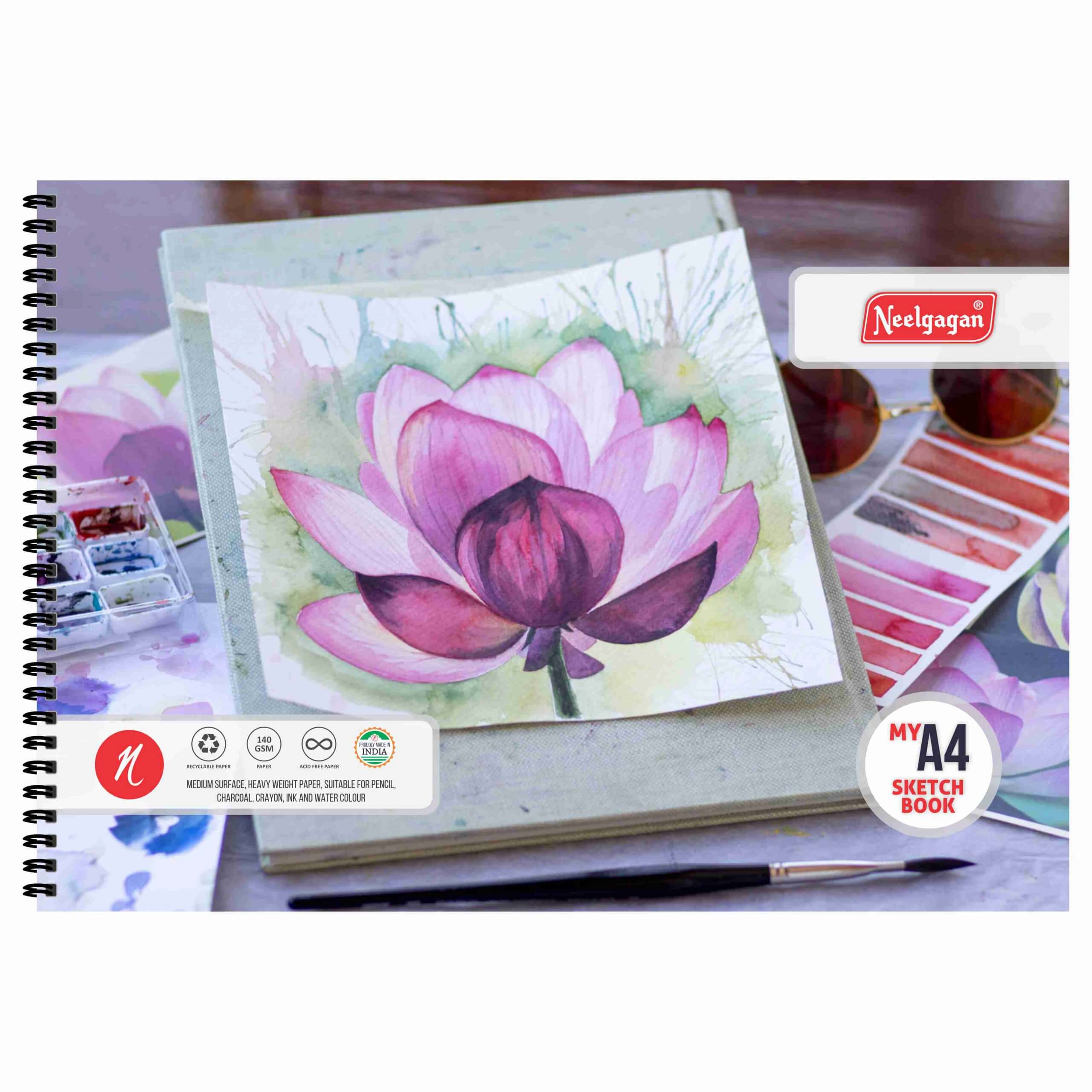 My Sketch Book A4  (25 & 20+20 Sheets) Twin Wiro Bound (White Cartridge 140 GSM) 21 cm x 29.7 cm (Suitable for Drawing & Sketching)