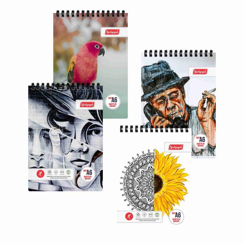 My Sketch Book A6- 50 Sheets (Twin Wiro Bound) (White Cartridge 140 GSM) 14.7cm X 21cm (Suitable for Drawing & Sketching)