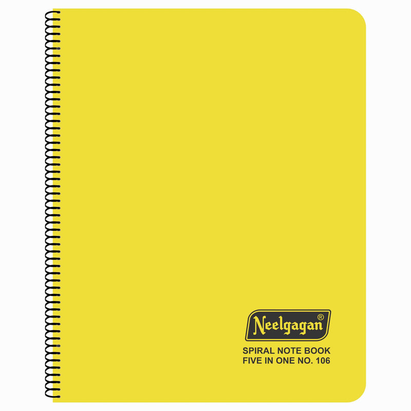 Spiral Note Book No.106, 300 Pages, (28.5cm x 20cm) (Multi-coloured pages) (Five Colour in One)