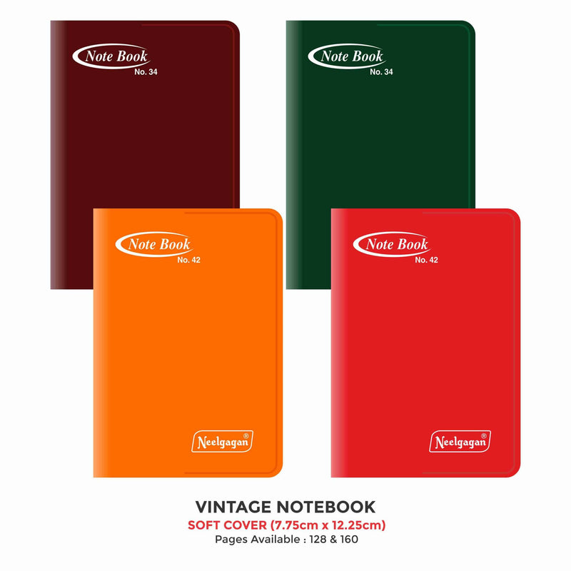 Vintage Notebook, (No. 34 & 42) (7.75cm x 12.25cm) Soft Cover Plastic