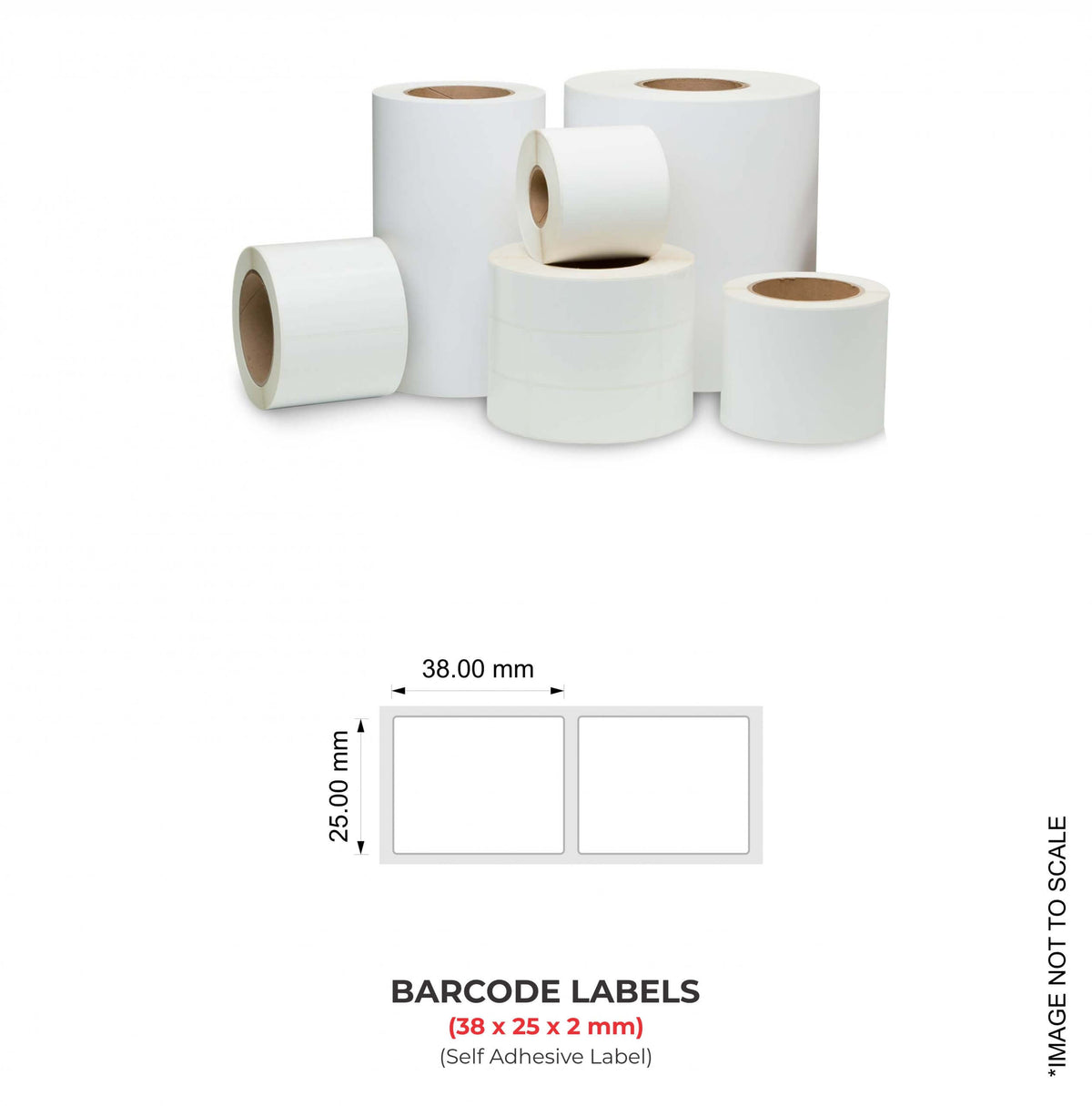 Barcode Labels (38mm x 25mm x 2) (1.5" x 1"), 4000 Labels Per Roll (Self Adhesive Label)