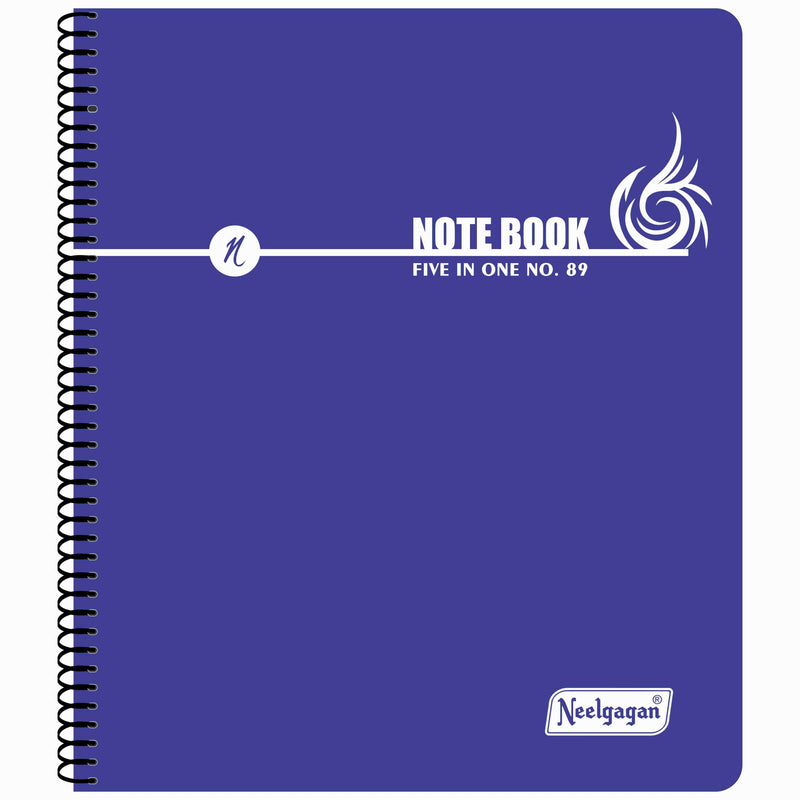 Spiral Note Book No.89, 200 Pages, (22cm x 19cm) (Multi-coloured pages) (Five Colour in One)