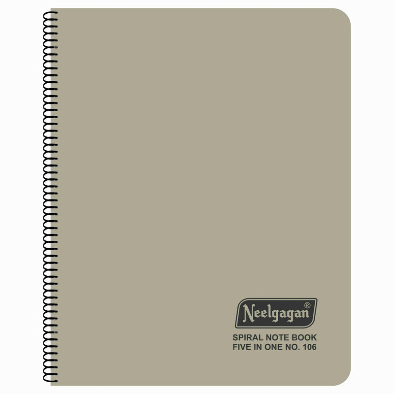 Spiral Note Book No.106, 300 Pages, (28.5cm x 20cm) (Multi-coloured pages) (Five Colour in One)