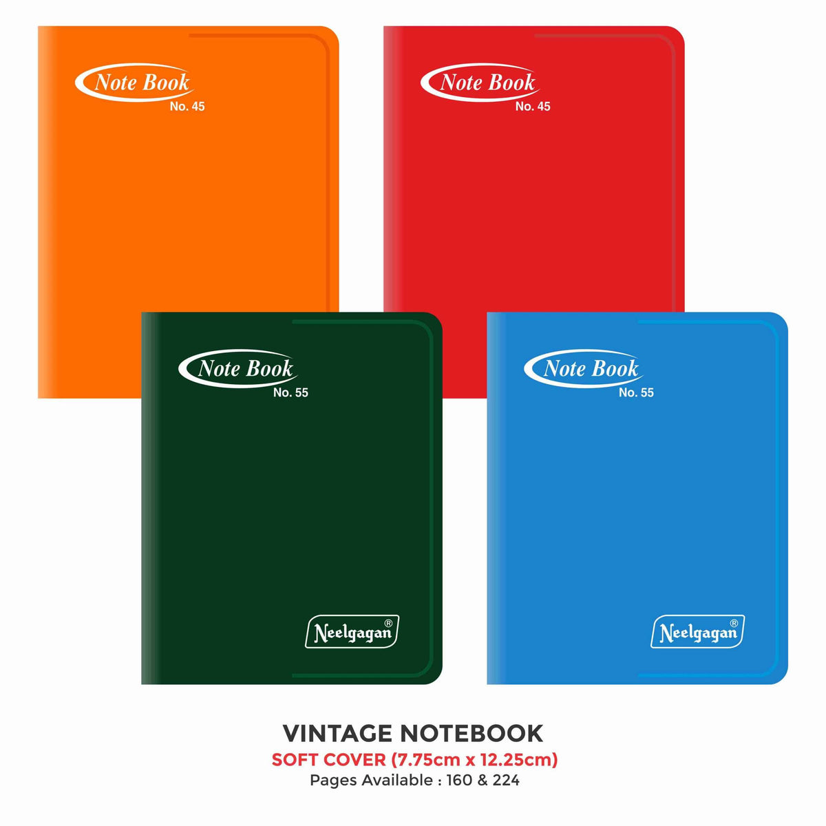 Vintage Notebook, (No. 45 & 55), (9.25cm x 12.25cm) Soft Cover Plastic