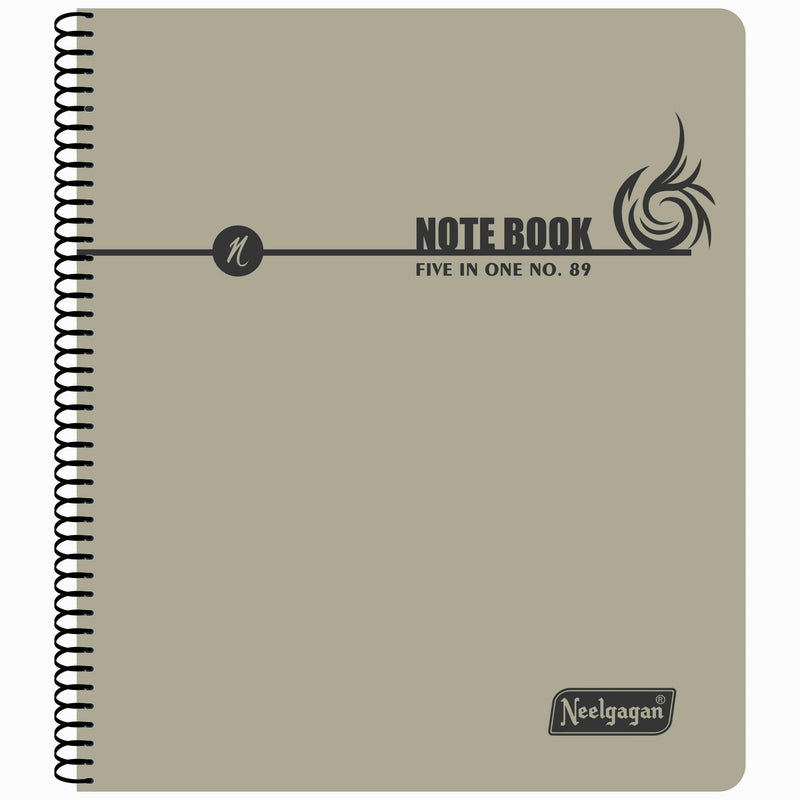 Spiral Note Book No.89, 200 Pages, (22cm x 19cm) (Multi-coloured pages) (Five Colour in One)