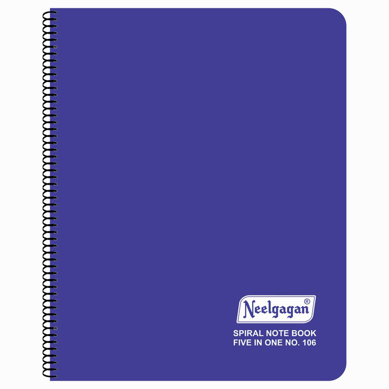 Spiral Note Book No.106, 300 Pages, (28.5cm x 20cm) (Multi-coloured pages) (Five Colour in One)