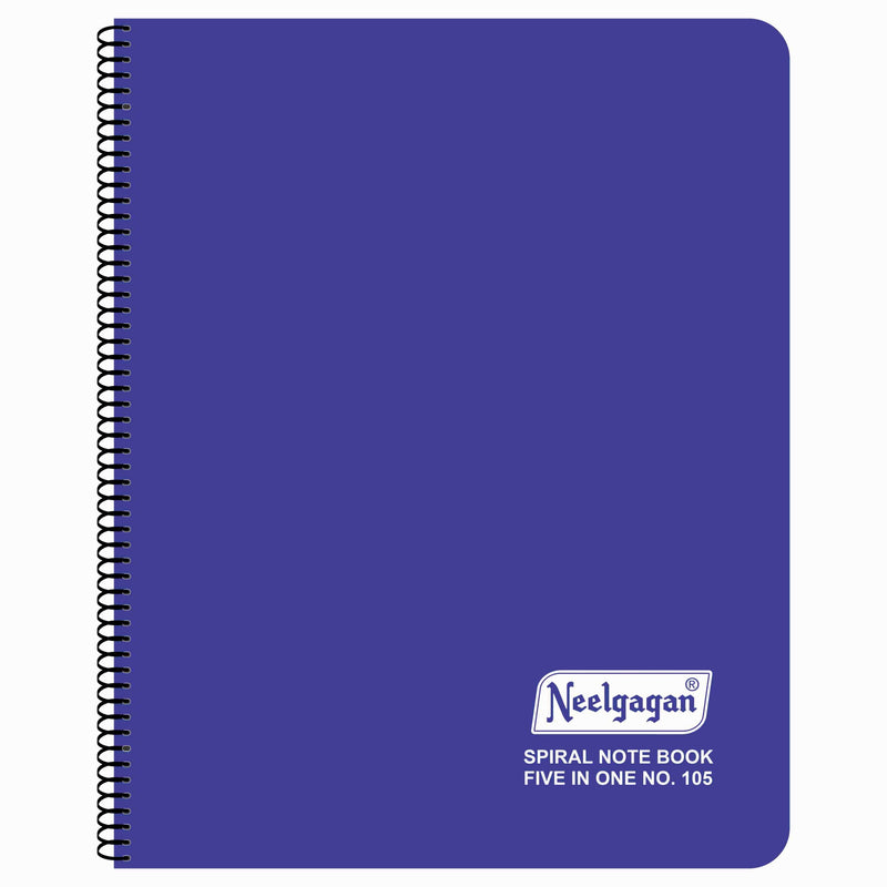 Spiral Note Book No.105, 300 Pages, (28.5cm x 20cm) White Paper with Separators (5 Subject)