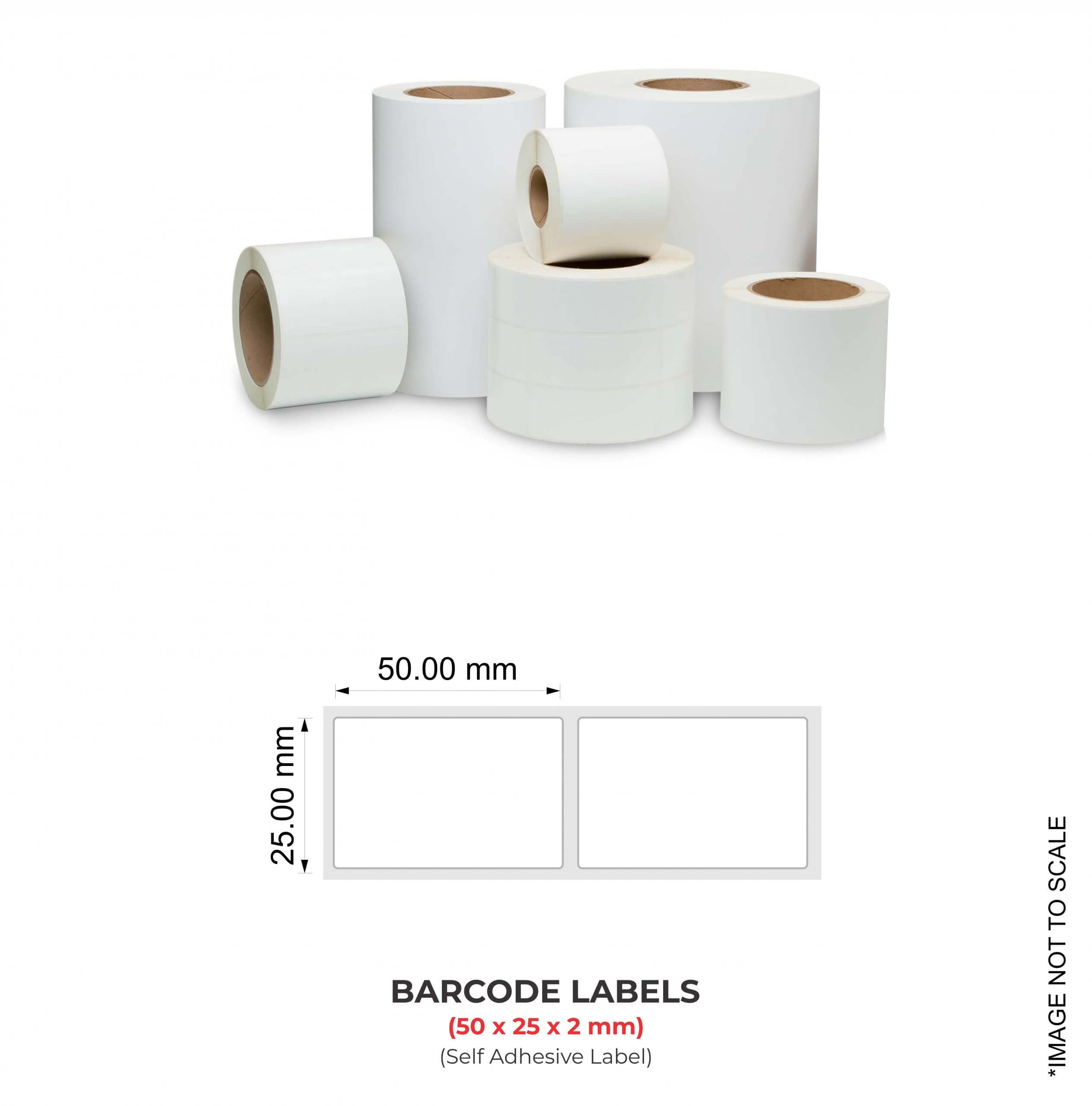 Barcode Labels (50mm x 25mm x 2) (2" x 1"), 4000 Labels Per Roll (Self Adhesive Label)
